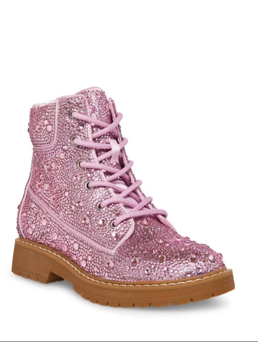 Pink Studded Betsey Johnson Combat Boot Shoes Sz 3